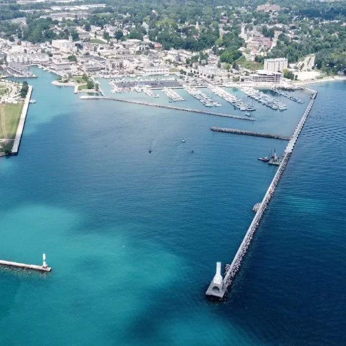 Aerial photo of the Port Washington Harbor
